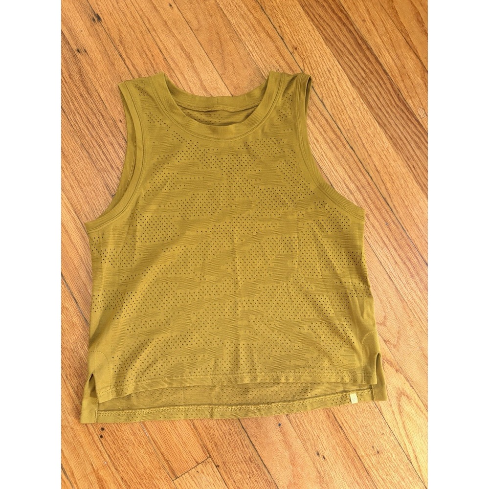 Lululemon Train To Be Tank Top Woman 4 Yellow Camo Dot Gold Spice Yoga Running